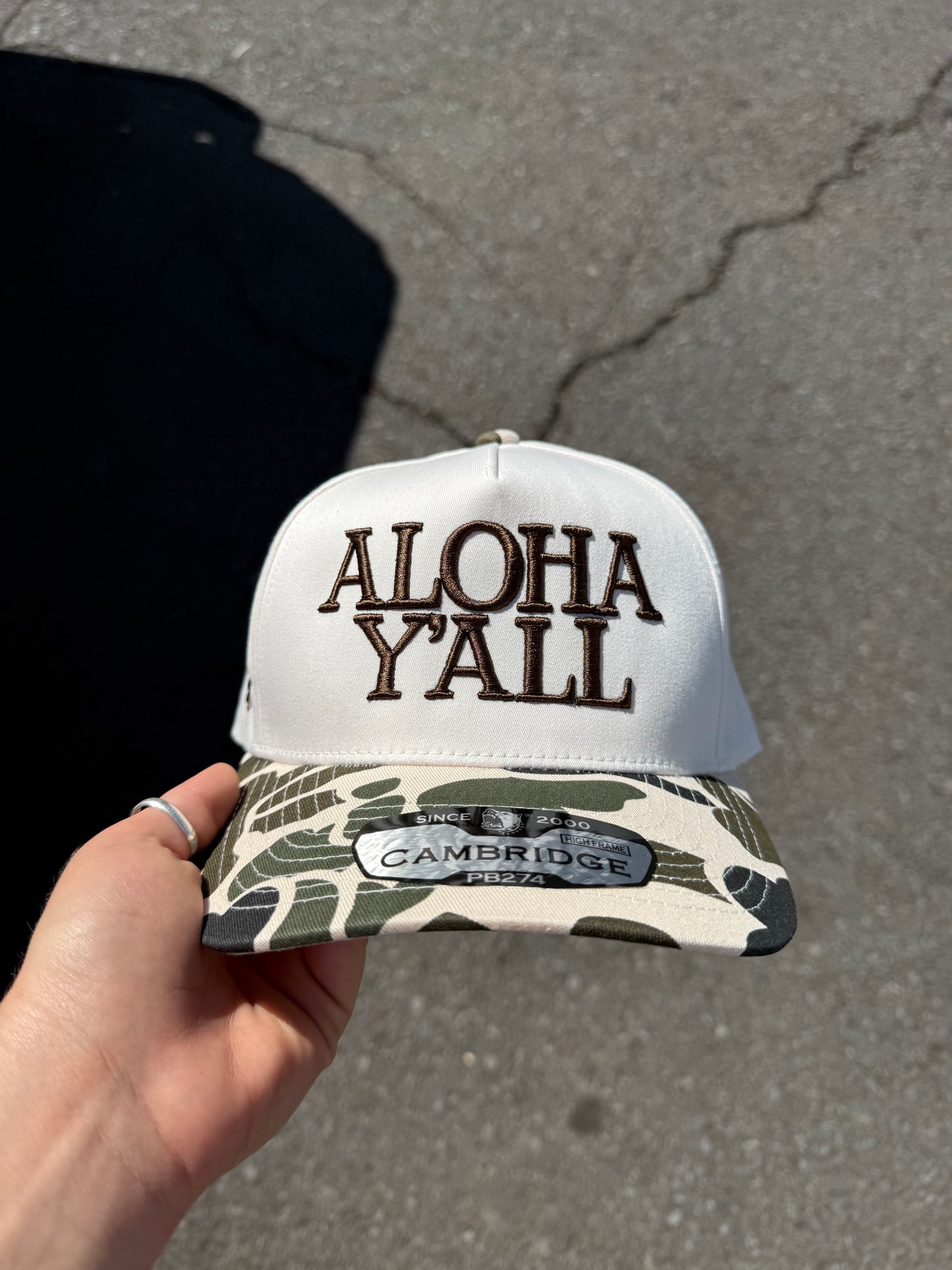 STITCHED CAMO BRIM TRUCKER